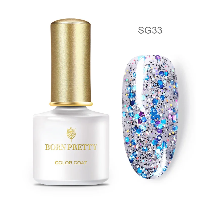 BP-SG33 Гель-лак для ногтей BORN PRETTY с блестящими блестками, 6 мл, глазирующий УФ-гель розового, золотого, серебряного цвета, сияющий, впитывающий УФ-Гель-лак для ногтей - Цвет: BP-SG33