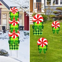 1 set christmas candy yard signs stakes holiday decorations outdoor xmas snowman plastic garden ornaments with stakes waterproof