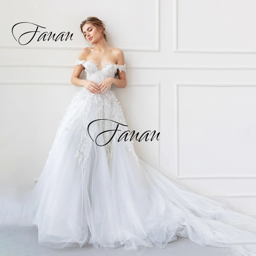 

Sweetheart Off The Shoulder Backless Wedding Dresses A-Line Lace Appliques Tulle Bridal Gown Свадебное платье vestidos de novia