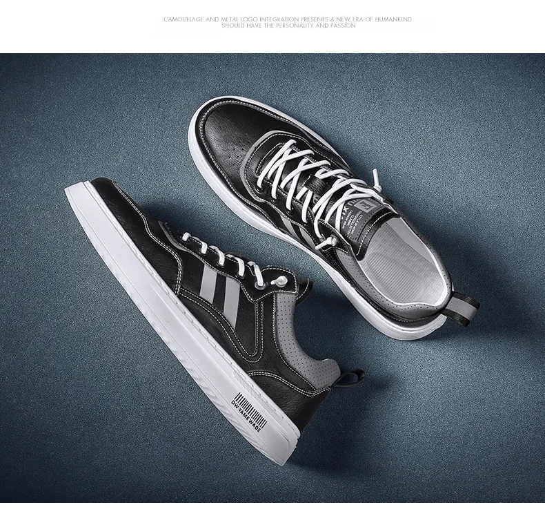 

Brand New Men Casual Shoes High End Microfiber Leather Spring Striped Cool Comfortable Leisure Flat Shoes Cool Sneakers 2 Colors
