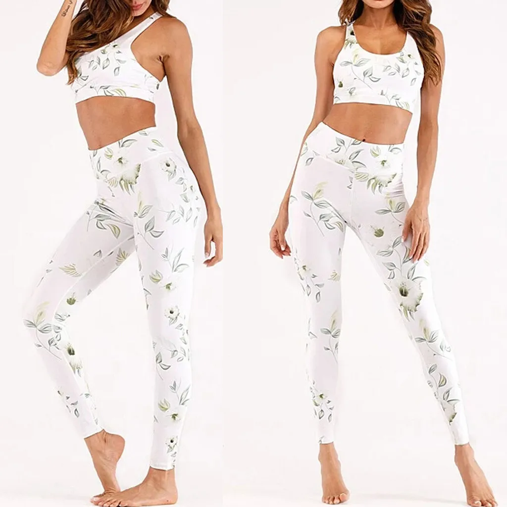 Женский бесшовный жилет с принтом и штаны для йоги завышенной талией спортивная