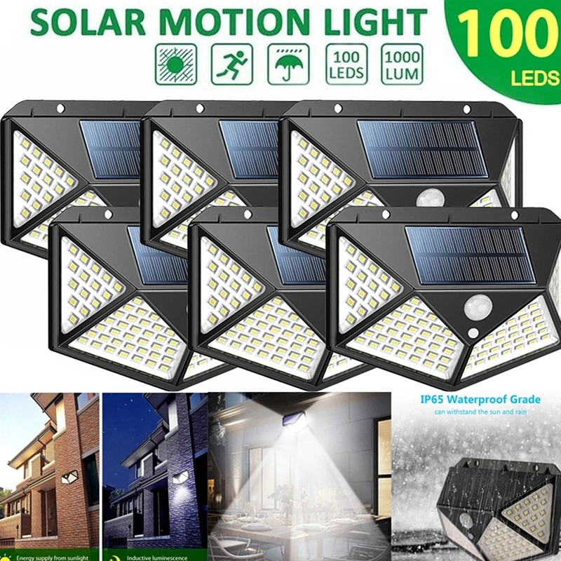 100 LED Solar Light Outdoor Solar Wall Lamp PIR Motion Sensor Lamp Waterproof Solar Light For Garden Decoration Street