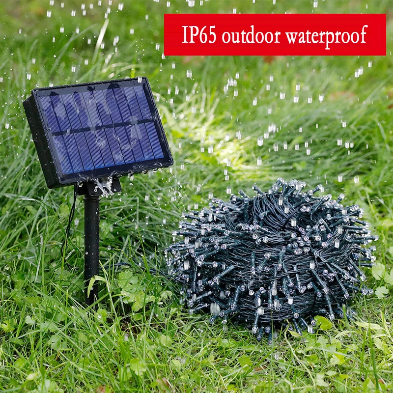 Solar LED string lamp outdoor waterproof festival birthday party color courtyard lawn 100 beads | Лампы и освещение