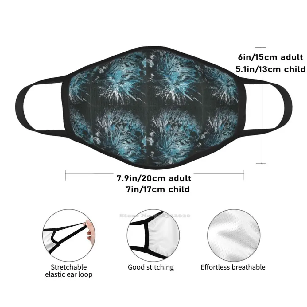 Aussie Polar Bear'S Rear Paw Print In Blue & White On Black Cycling Hunting Hiking Camping Mouth Mask Bears Conservation |