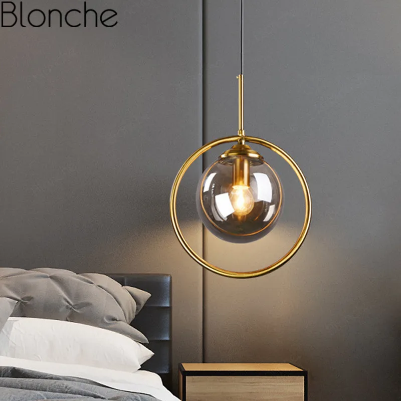 Nordic Glass Ball Pendant Lights Modern Simple Led Hanging Lamps for Living Room Bedroom Kitchen Hang Lamp Loft Decor Luminaire