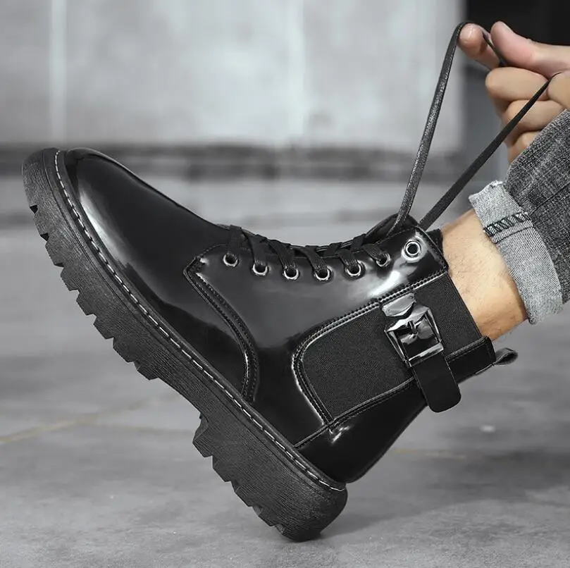 

Men's boots autumn winter 2021 Fashion High-Top Men Martin Boots Winter Men Chelsea Boots Outdoor Leather Motorcycle Boots