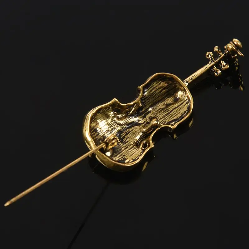 Базовый металлический коричневый кристалл Винтажный стиль скрипка булавка