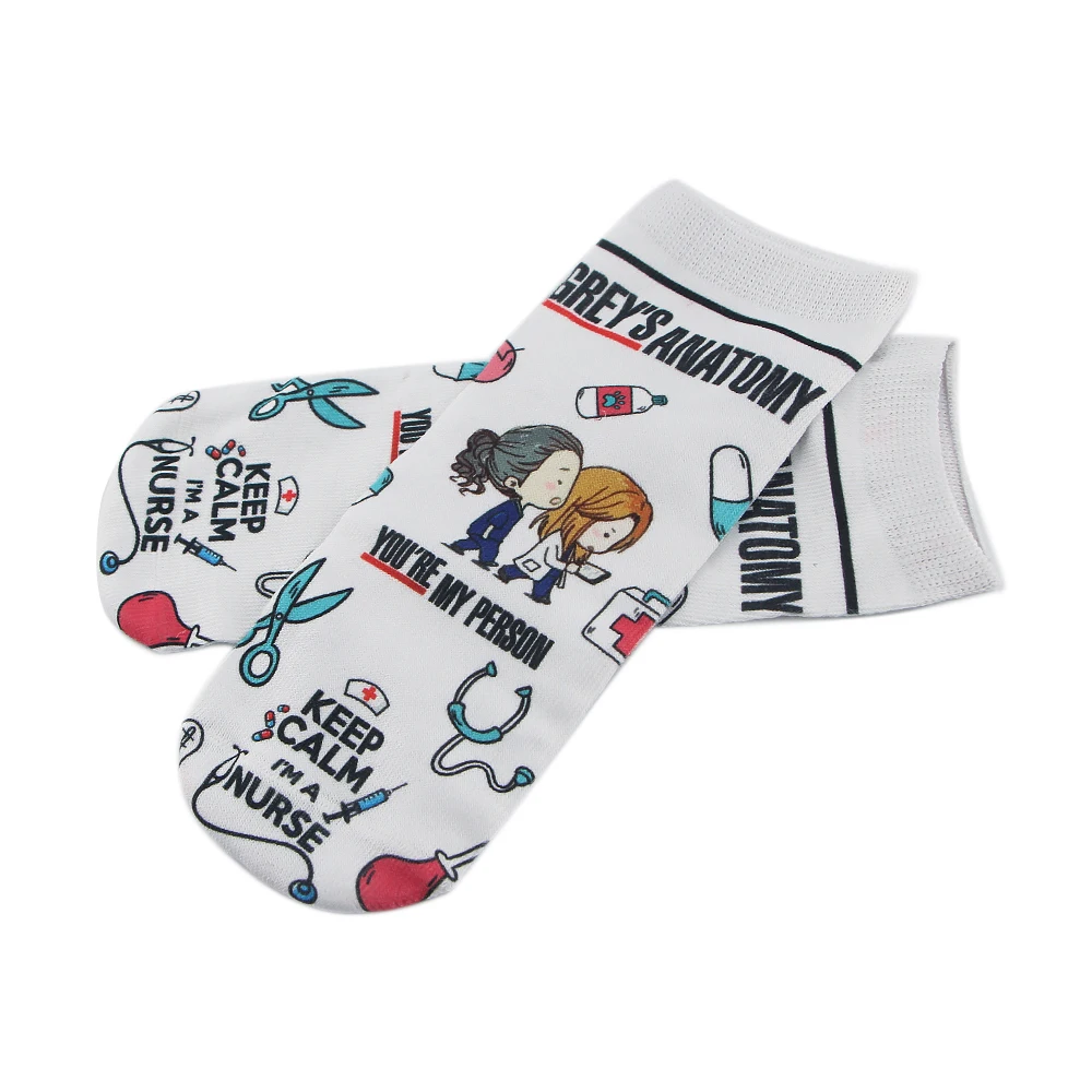 

AD510 Patchfan Cartoon Sock Casual Creative Soft Comfortable Funny Novelty Cotton Short Sock For Doctors Nurse