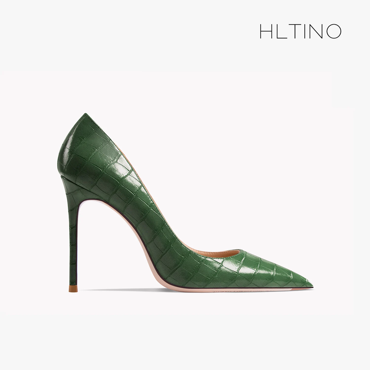

Casual Designer Fashion Women Shoes Green Genuine Leather Pointy Toe Stiletto Stripper High Heels Zapatos Mujer Prom Evening