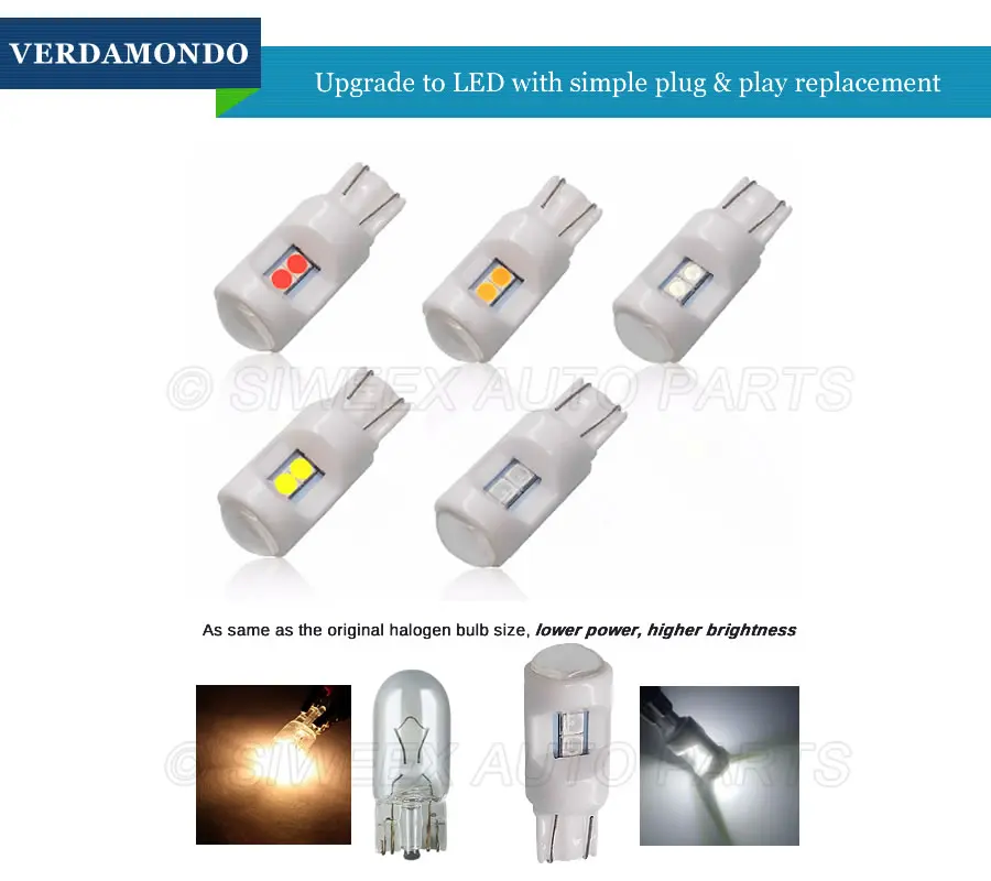 1 шт. T10 194 168 W5W 6 SMD 3030 керамические Автомобильные светодиодные лампы лампа для