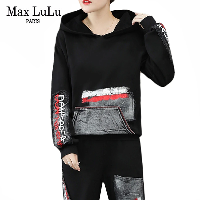 Max LuLu/модные корейские женские осенние топы и брюки в стиле панк джинсовые