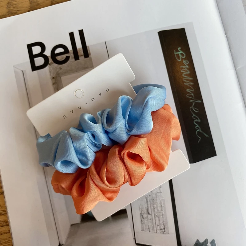 

Winter Girls Silk Satin 2 in1 Set Elastic Hair Bands Tie Hair Accessories for Women Elastic Scrunchies Ponytail Holder