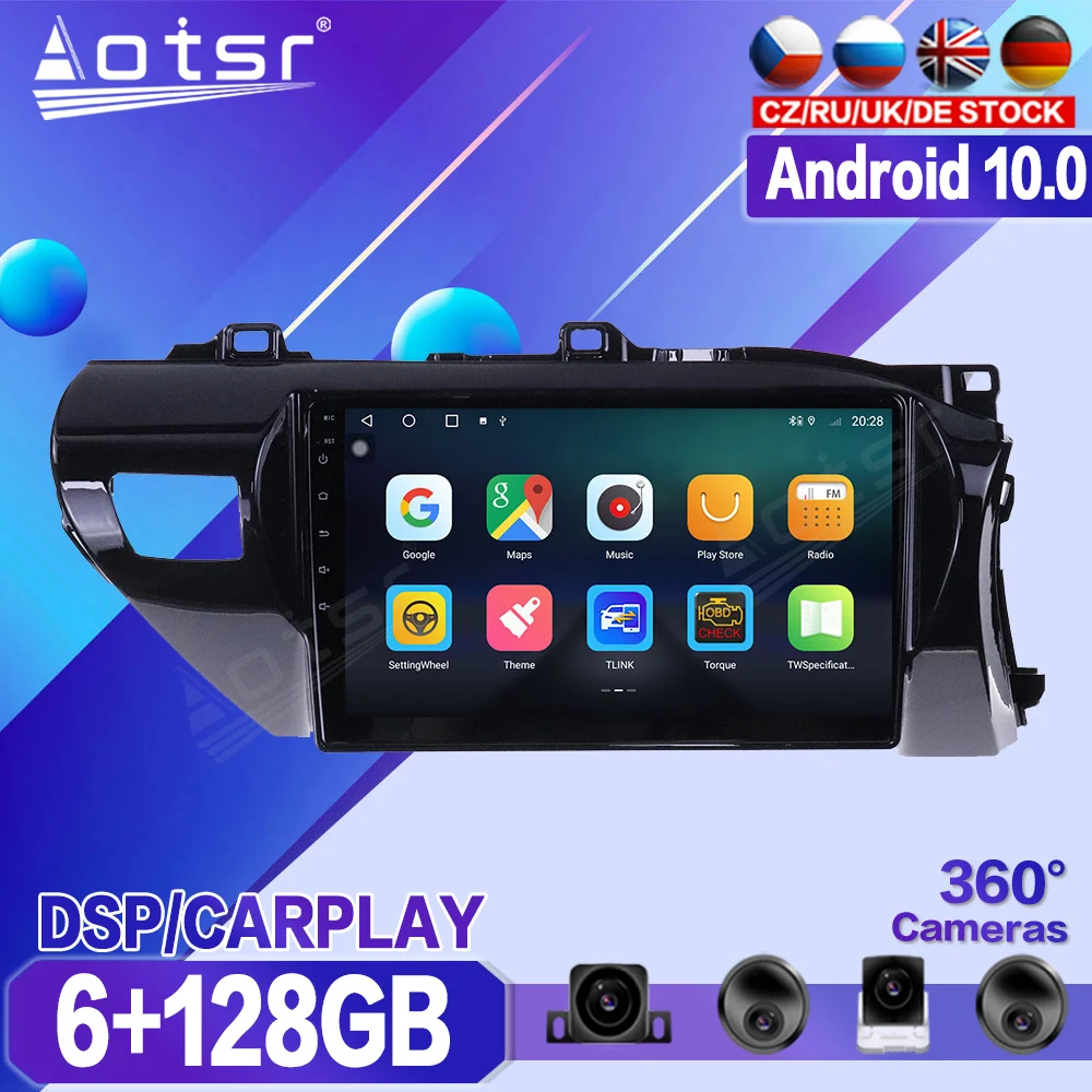 

For Toyota Hilux 2015 2016 2017 2018 2019 2020 Car Multimedia Player Recorder Stereo Android Radio GPS Auto Audio Navi Head Unit