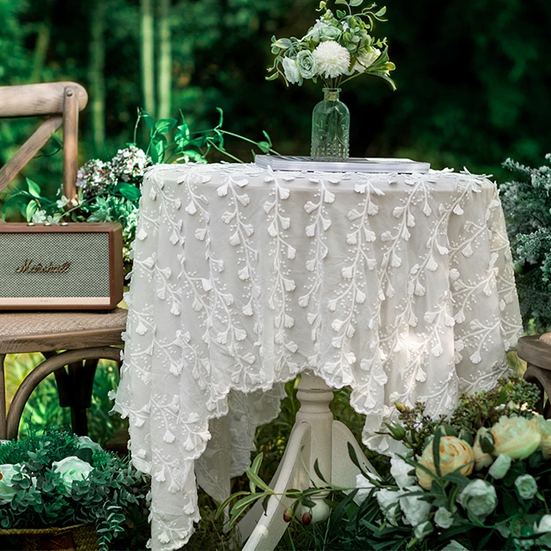 Towel Idyllic Retro Tablecloth Princess Style Rectangular Round Table Cover Wedding Decoration