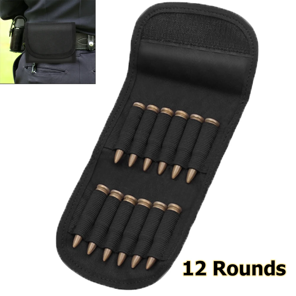 

12 Round Cartridge Carrier Shell Rifle Folding Ammo Pouch Bullet Holder .30-06 Shotgun Cartridge Wallet Black