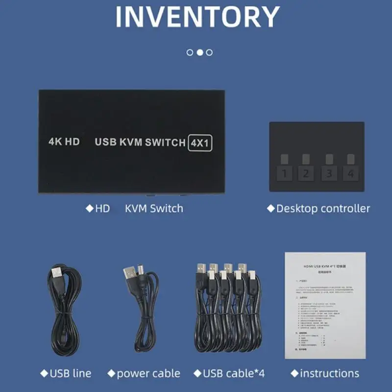 Многофункциональная квм-Консоль 4K USB 4 порта HDMI- квм-консоль поддержка быстрой
