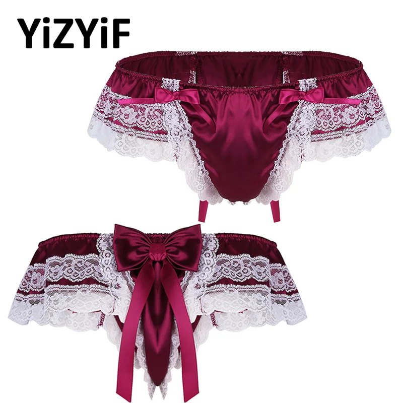 Трусы танга мужские двухслойные пикантное нижнее белье из блестящего мягкого