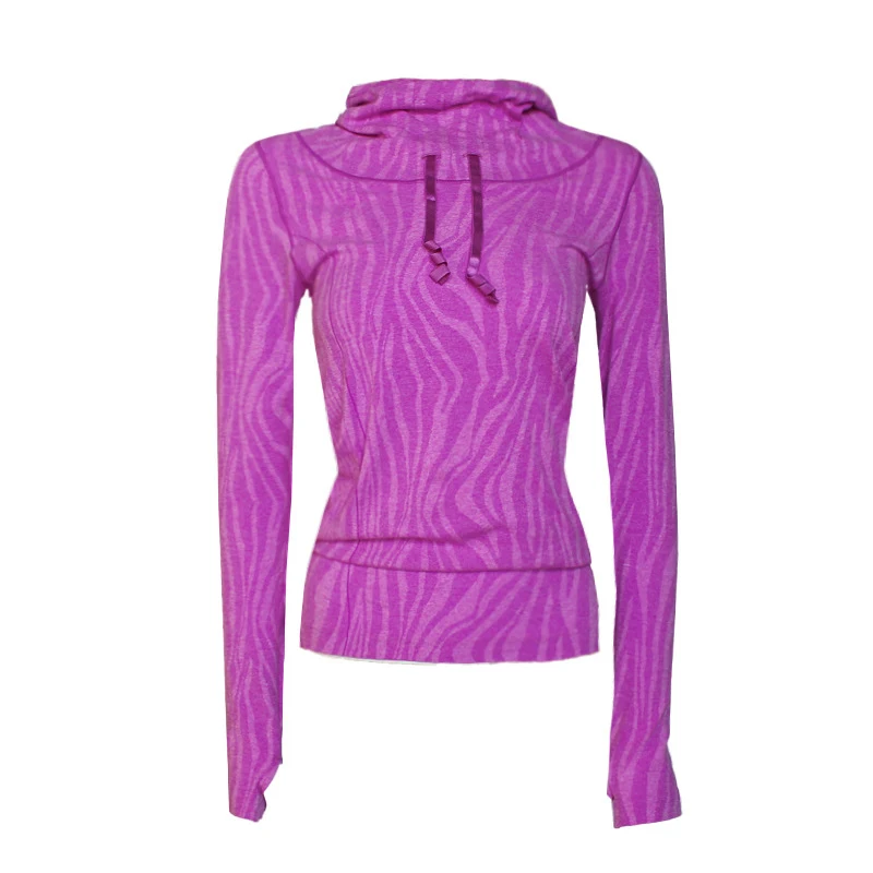 

SALSPOR Autumn Women Long Sleeve Sport Shirt Fitness Clothes Gym Running Workout Sportswear High Collar Drawstring Sweatshirt