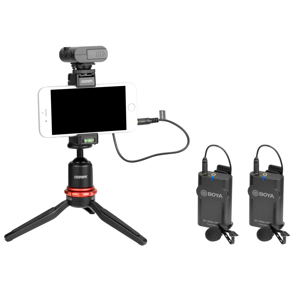 Микрофон петличный BOYA BY-WM4 Pro K2 беспроводной 2 4 ГГц диапазон 60 м для смартфонов DSLR