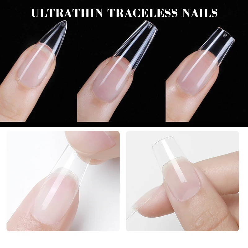 Четыре комбинации полное покрытие накладные ногти Советы прозрачная поддельная