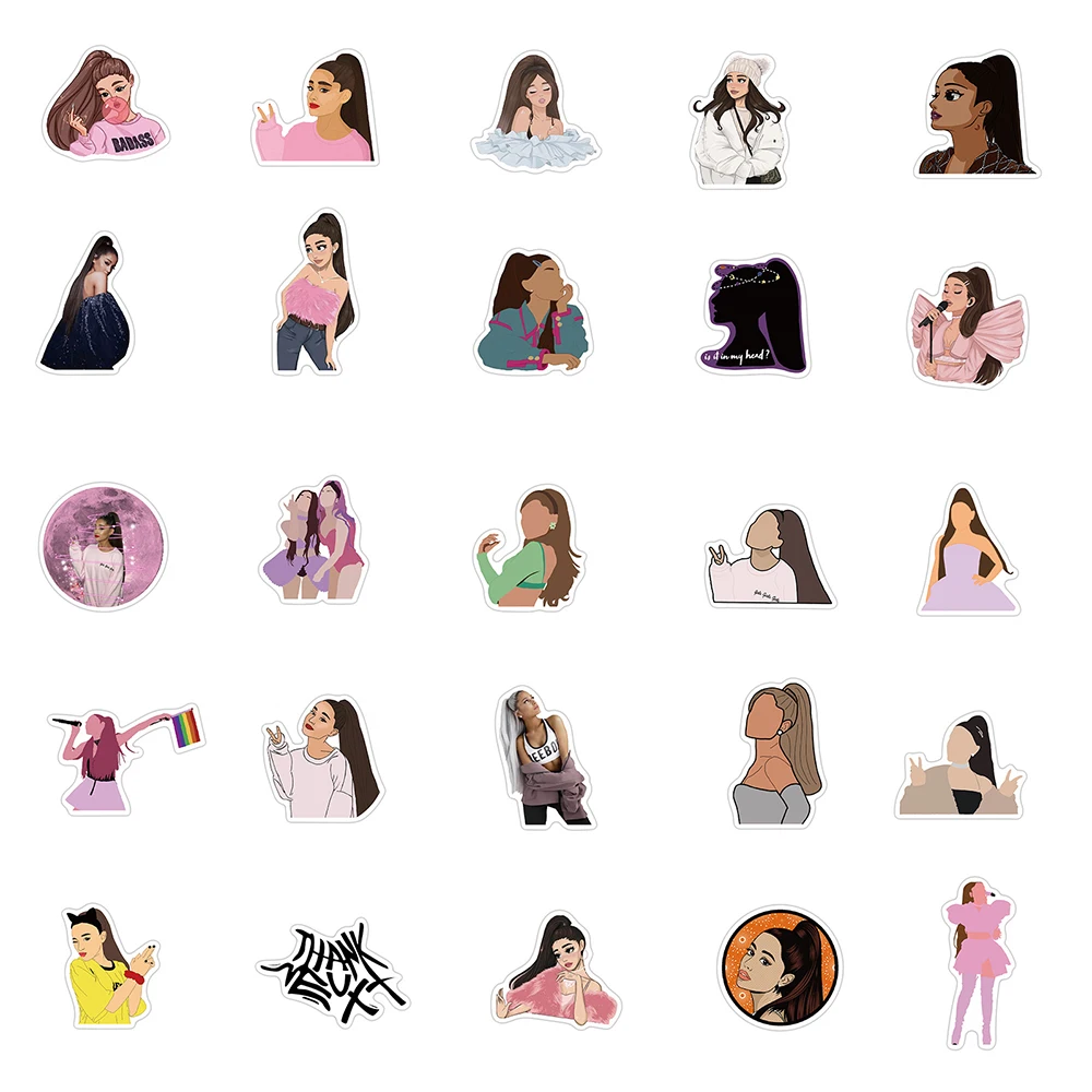 

50PCS Pop Music Rock Female Singer Ariana Grande Graffiti Stickers Laptop Guitar Phone Waterproof Sticker Decal Kid Classic Toys