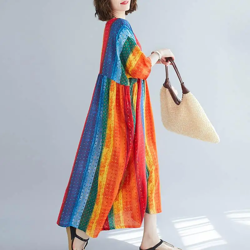 Летнее пляжное платье в полоску большого размера женские платья для женщин 2021