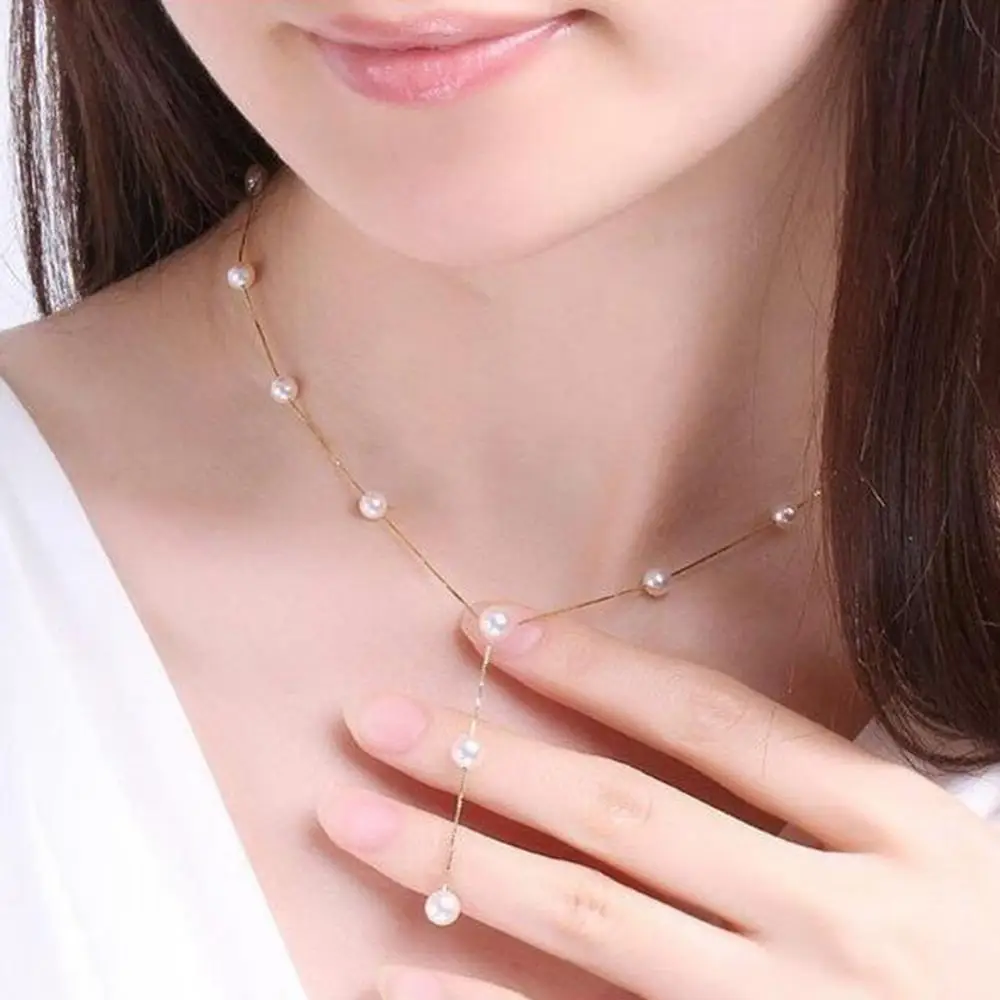 

3Pcs/Set Sweet Women Faux Pearl Long Chain Dangle Earrings Bracelet Necklace