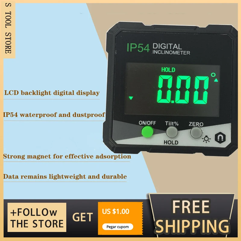 

Square Protractor 360 Degree Angle Protractor Carpentry Portable Digital Inclinometer LCD Angle Ruler Tester Measuring Tools