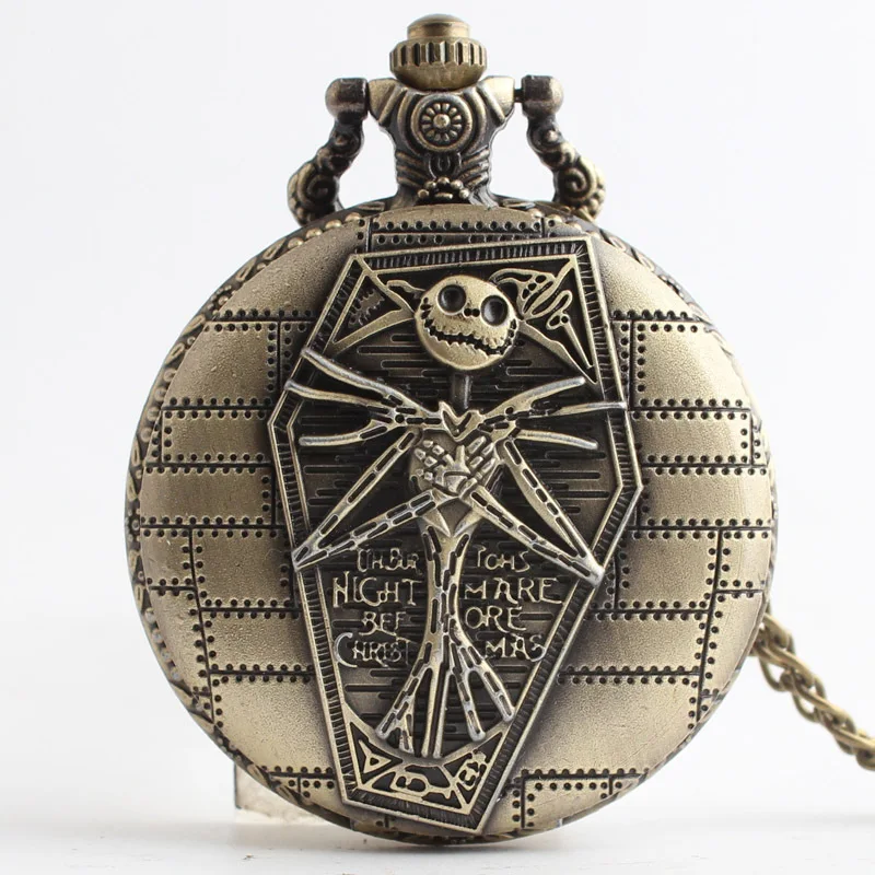 

Classic Retro Christmas Horror Skull Pocket Watch Christmas Horror Night Flip Pocket Watch