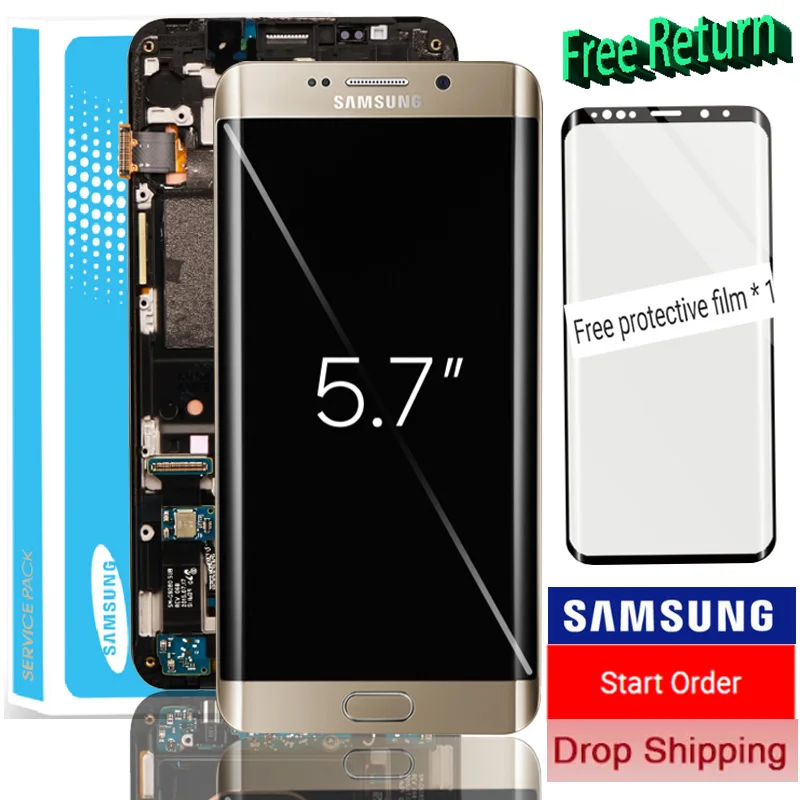 В наличии супер AMOLED 5 7 ''ЖК-дисплей с рамкой для SAMSUNG Galaxy s6 edge plus G928 G928F