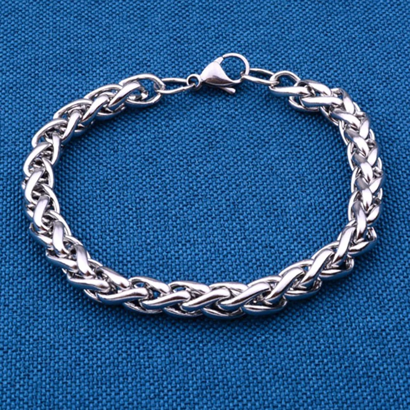 

6 mm Diameter Steel Wristband Basket Link Bracelet Men Csual Sports Fashion Bracelets Jewelry Gifts