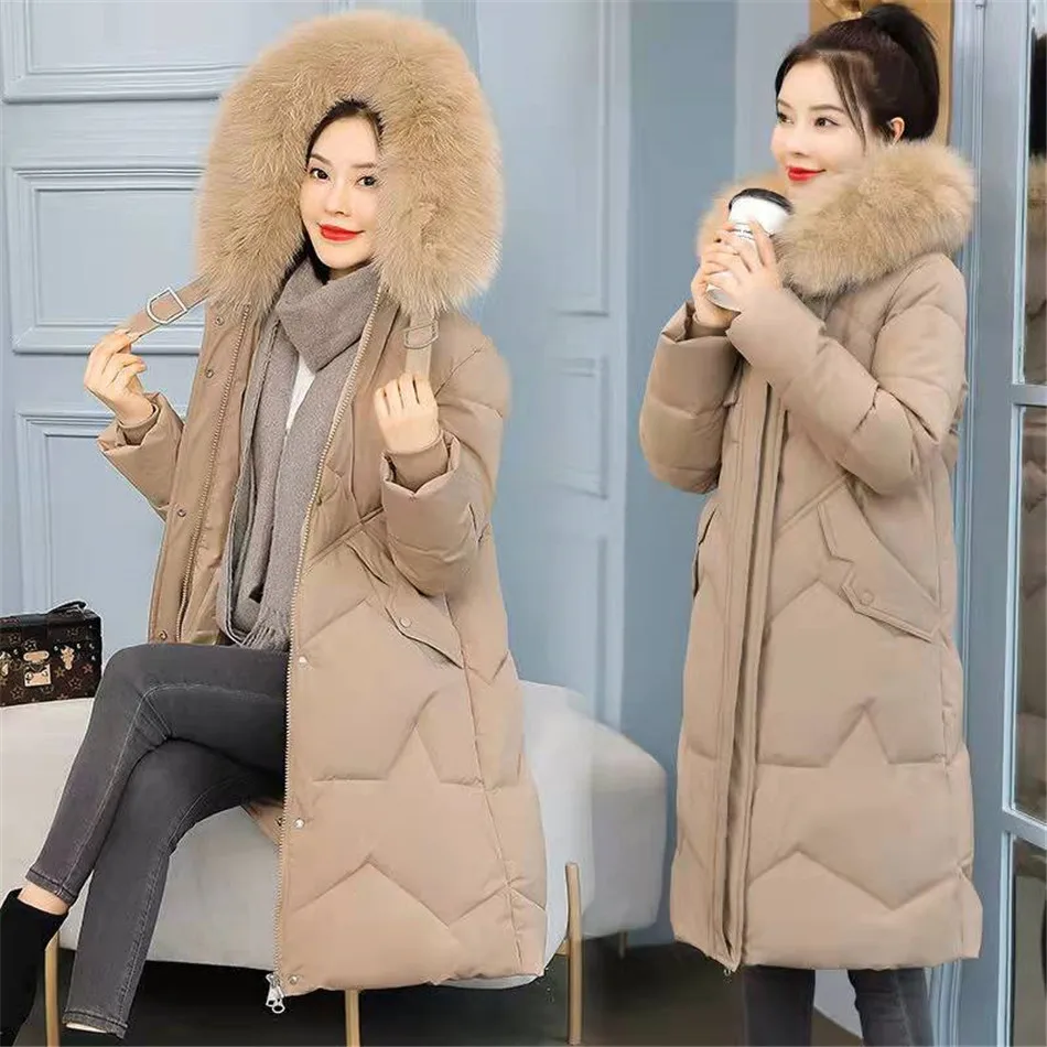 

Winter Padded Coats Plus Velvet Women Cotton Wadded Jacket Medium Long Parkas Thick Warm Hooded Outwear CT0192