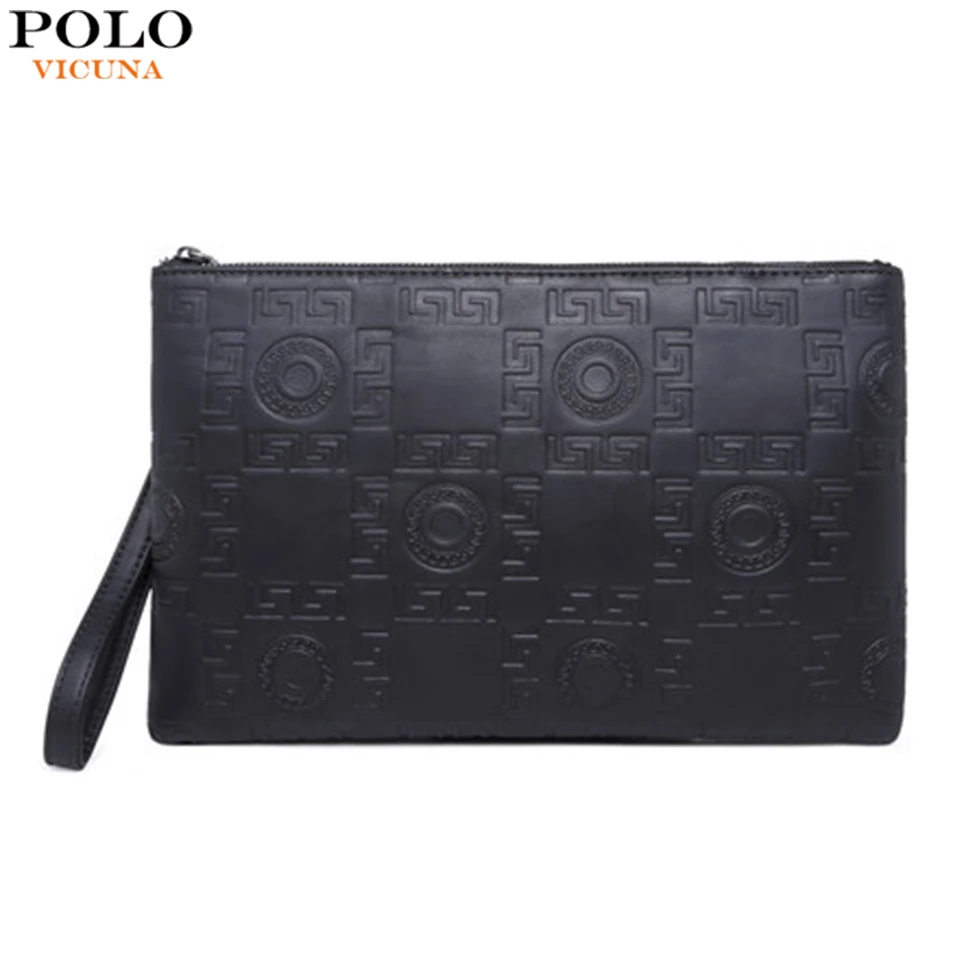 VICUNA POLO простой дизайн Мужской Кожаный клатч кошелек большая емкость узор