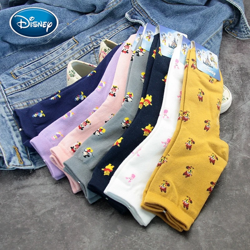 Милые женские чулки с мультяшным принтом Disney модные теплые впитывающие пот