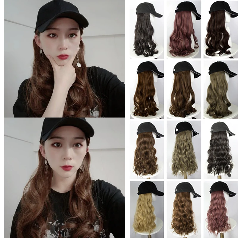 Синтетический парик для девочек MUMUPI черный длинный кудрявый со шляпой