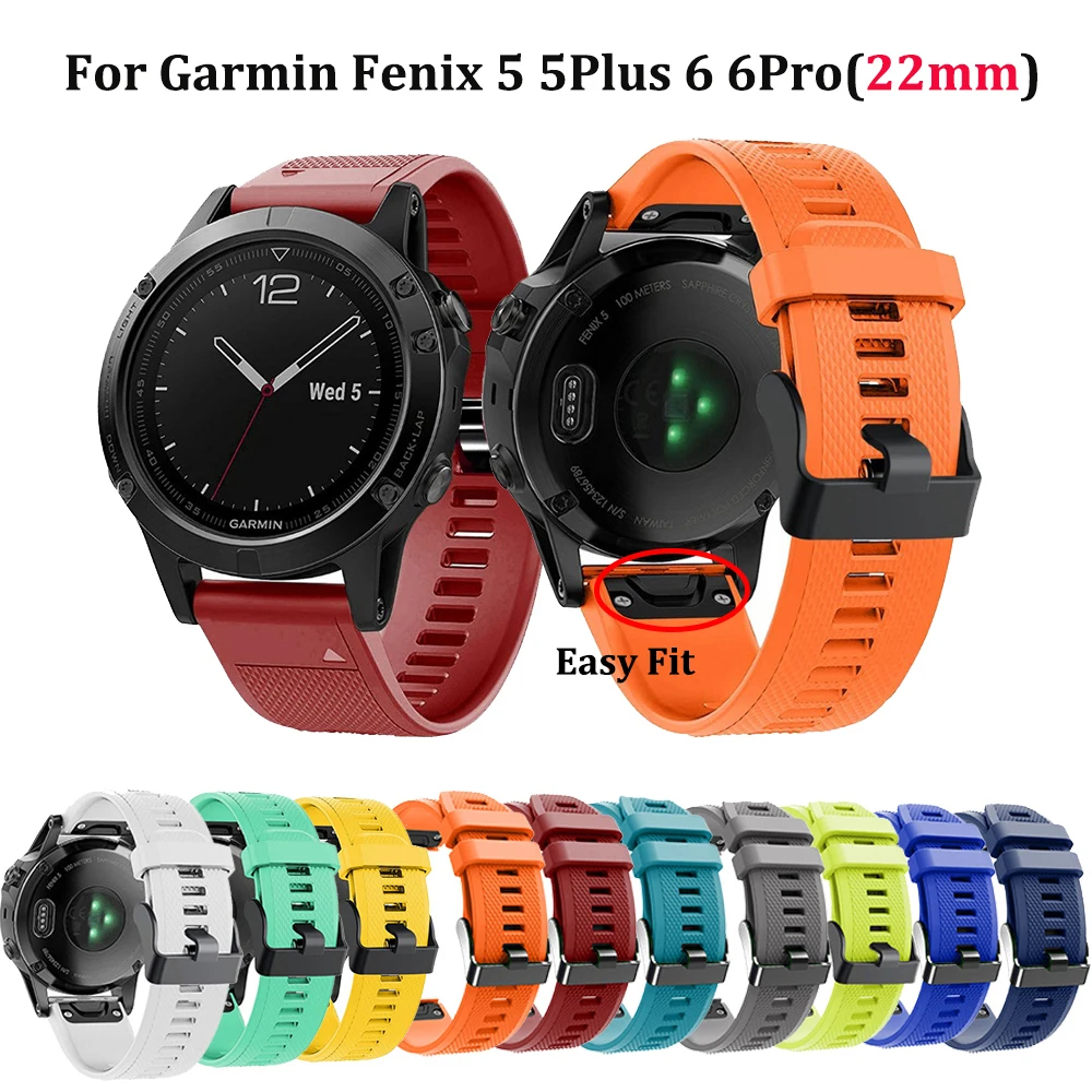 22 мм быстросъемный ремешок для часов Garmin Fenix 5 5plus 6 Pro Easyfit силиконовый на запястье