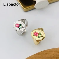 lispector 925 sterling silver rose tulip oval rings for women creative personality chic flower ring female matching jewelry gift