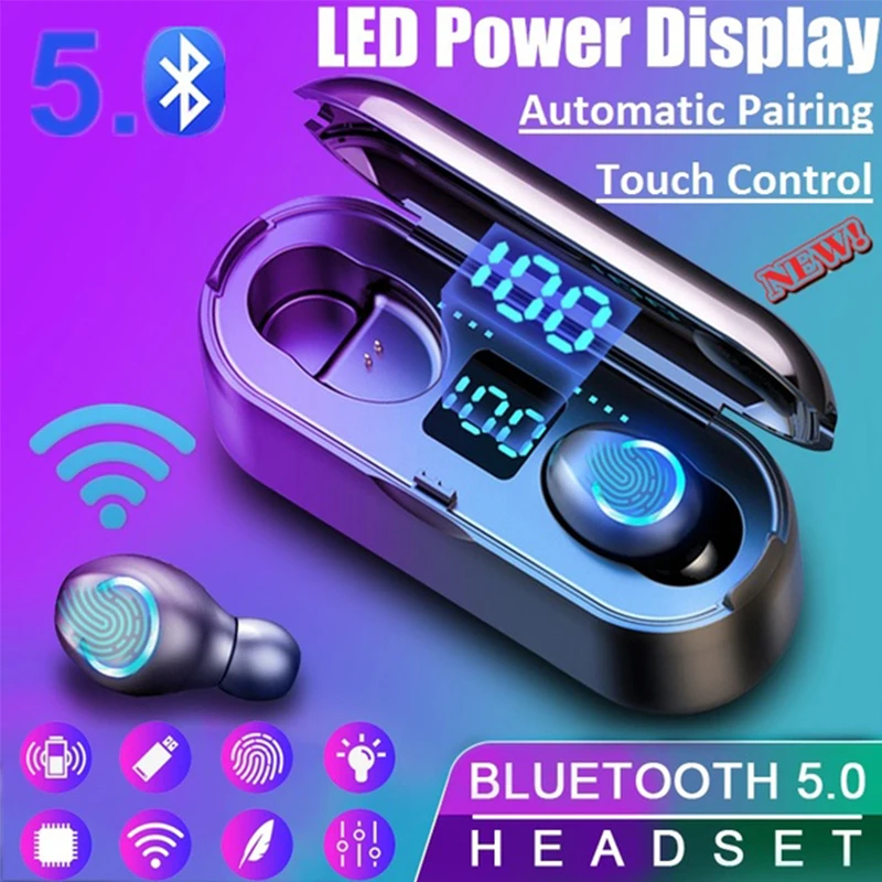 Наушники серии F9 3500 мАч внешний аккумулятор Bluetooth 5 0 Беспроводные спортивные