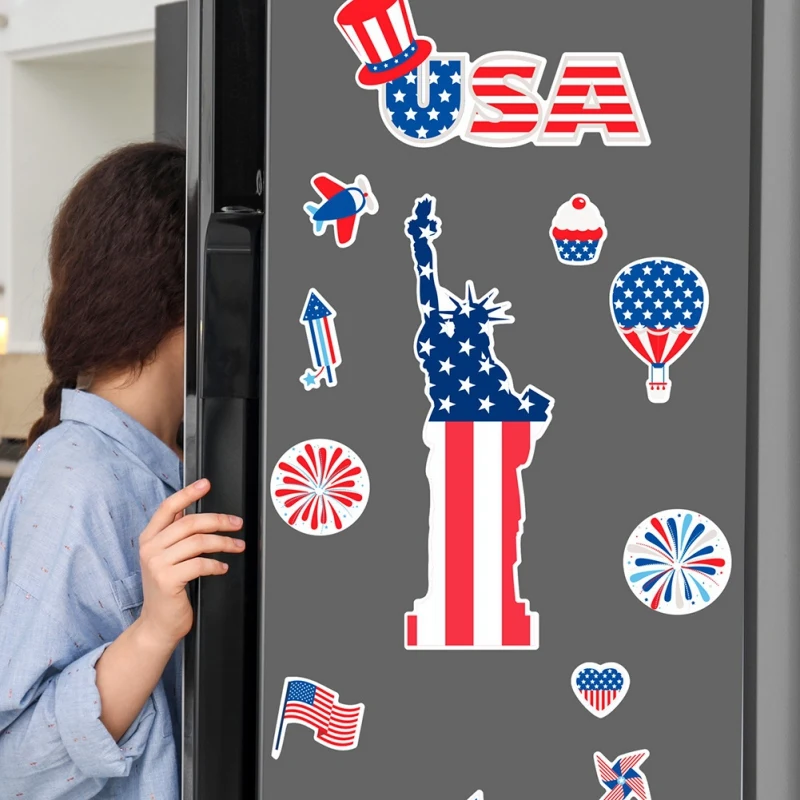 

Магнитные наклейки на холодильник, тематические наклейки на День независимости США, домашние кухонные шкафы для дверей холодильника