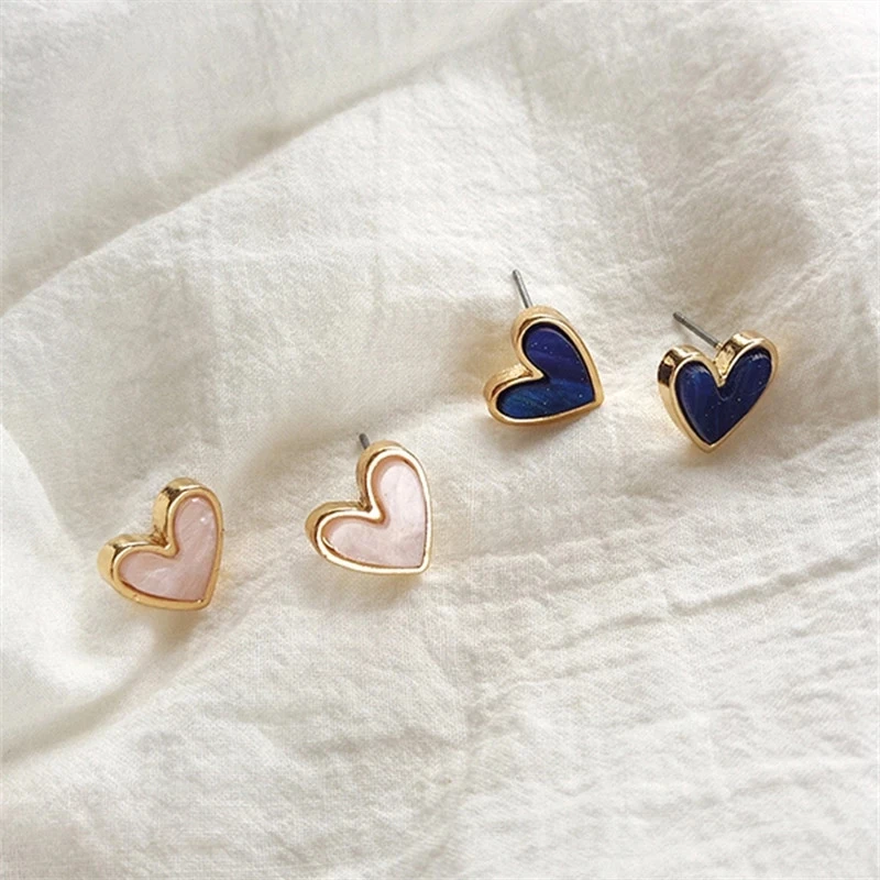 

Summer Blue Pink Heart Stud Earrings 2021 Fashion Hanging Women Earring Jewelry Girls Party Gift