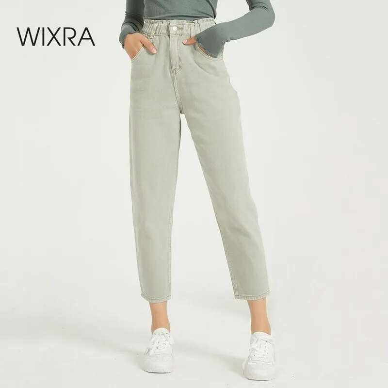 Женские повседневные джинсовые брюки Wixra с высокой талией и карманами летние
