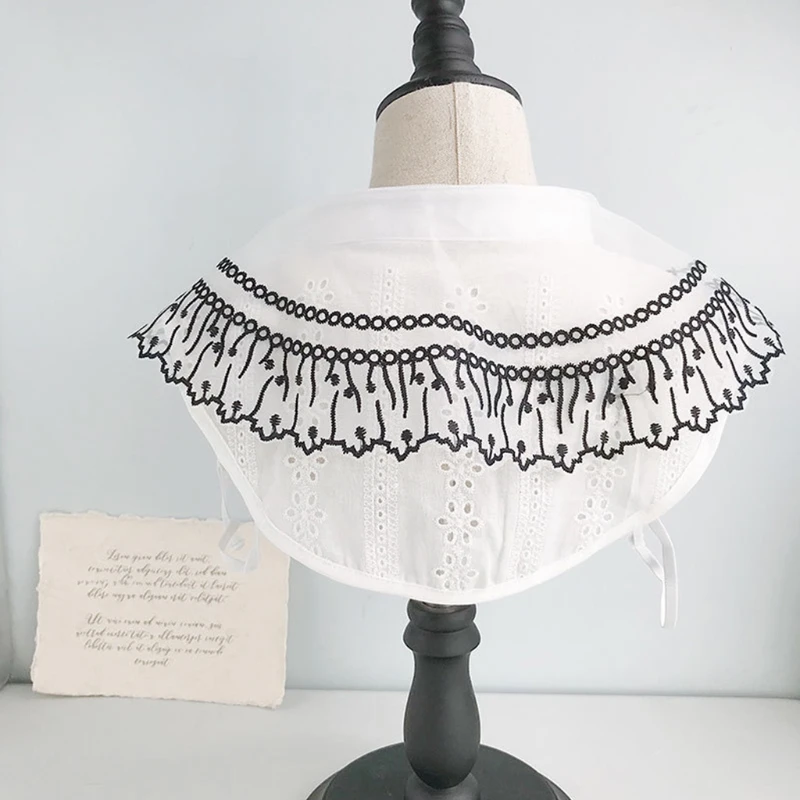 

Women Crochet Hollow Out Floral Lace False Collar Button Lapel Half Shirt Dickey