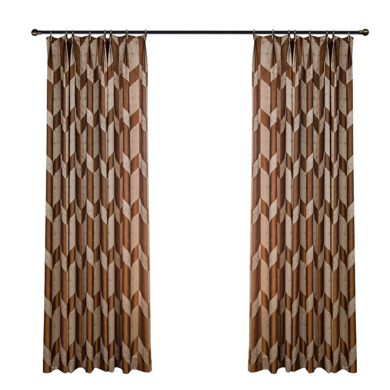

High-end Atmospheric Luxury Post-modern European Style Light Luxury Curtains Orange Geometric Living Room Curtains