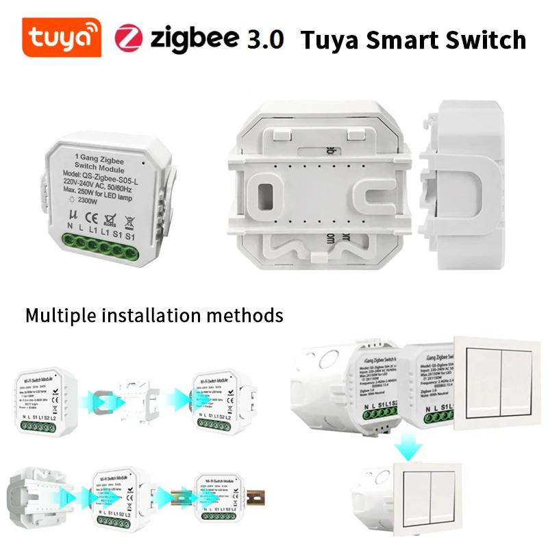 Tuya Zigbee умный переключатель дистанционного Управление модуль с нейтральным 220V 240V