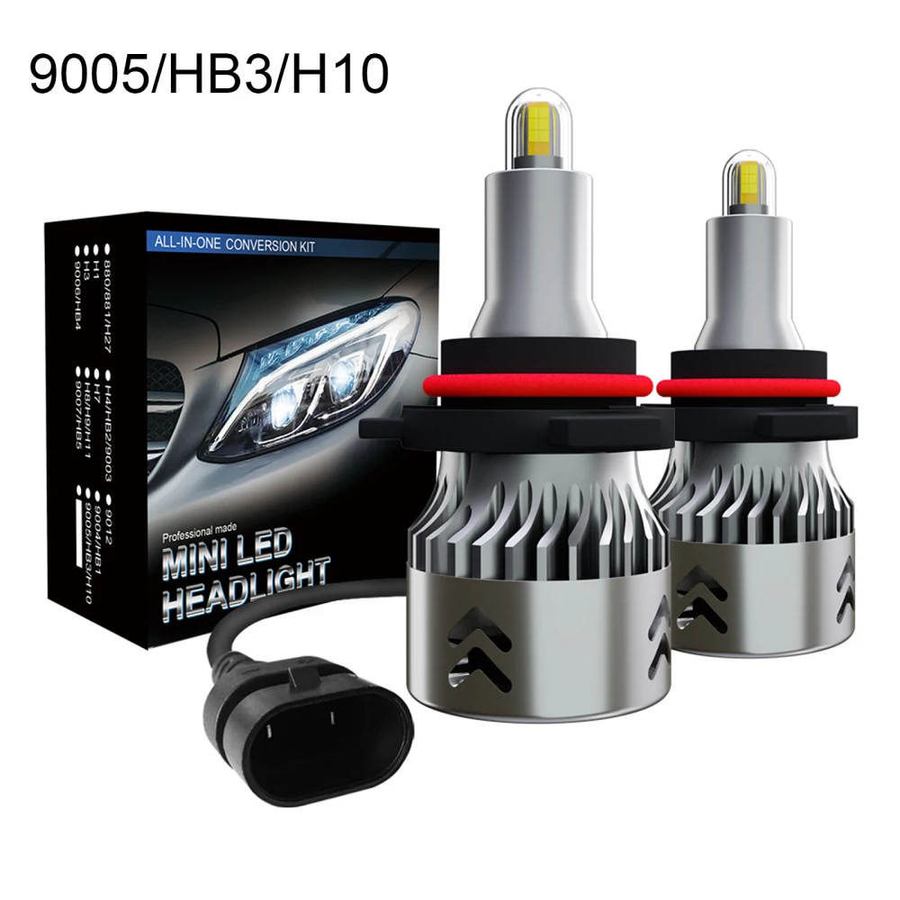 

2pcs Led Car Headlight 9005 Hb3 60w 9600lm 6000k Fog Light Low Beam Light Front Lamp Bulb 360° White Super Brightness Car Lamp
