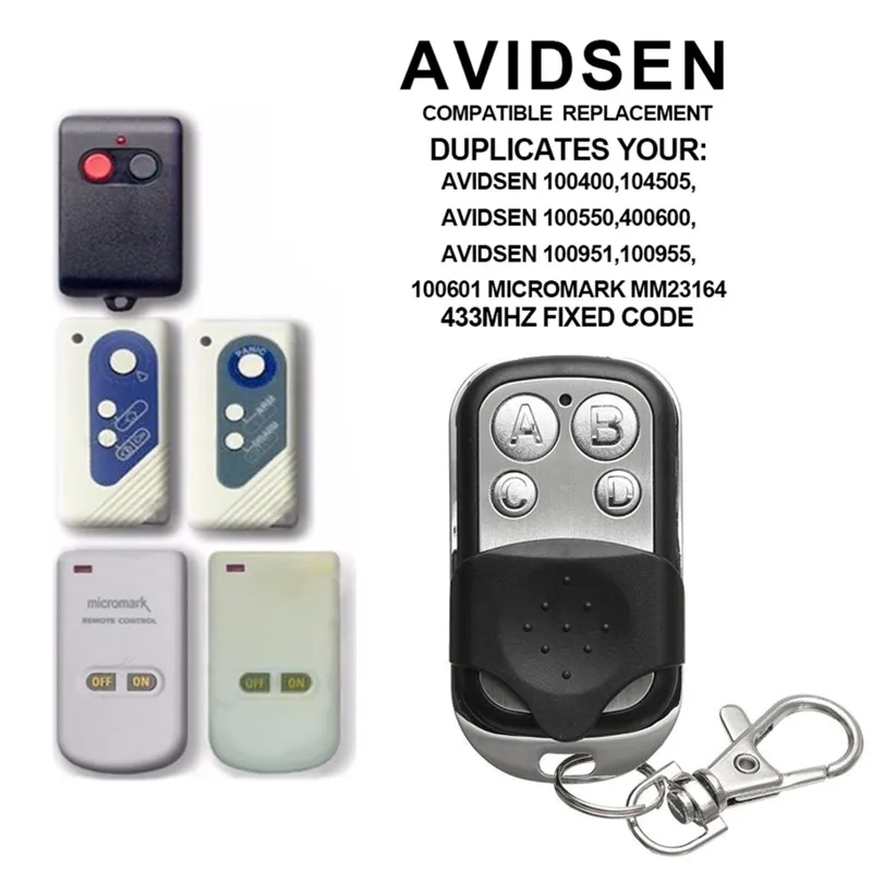 433 МГц управление гаражом для AVIDSEN 100951/100955 / 100550/100601 micromark MM23164 Брелок