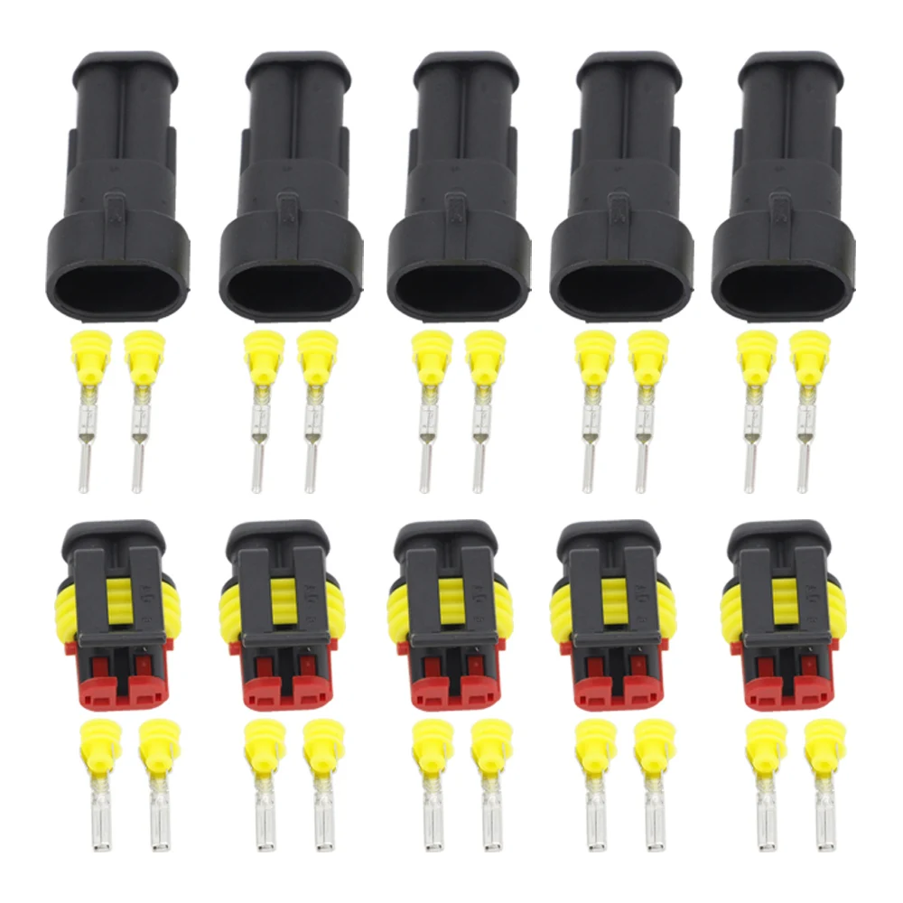 5 комплектов 2 Pin AMP 1,5 разъемы, DJ7021-1.5 Водонепроницаемый Электрический провод разъем, ксеноновая лампа разъем автомобильных разъемов