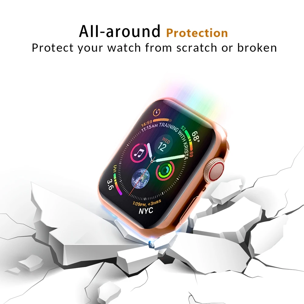 Ультра-мягкий тонкий чехол для Apple Watch TPU 40 мм 44 мм чехол Защитное покрытие часов полосы аксессуары для серии 4