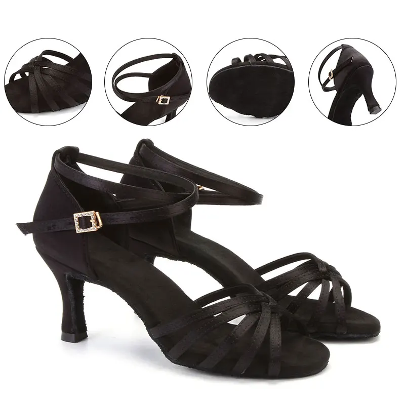 HROYL Women Dance-Shoes Latin Girls Modern Tango Ballroom Ladies High Heel Soft Dancing Shoes Fast Delivery