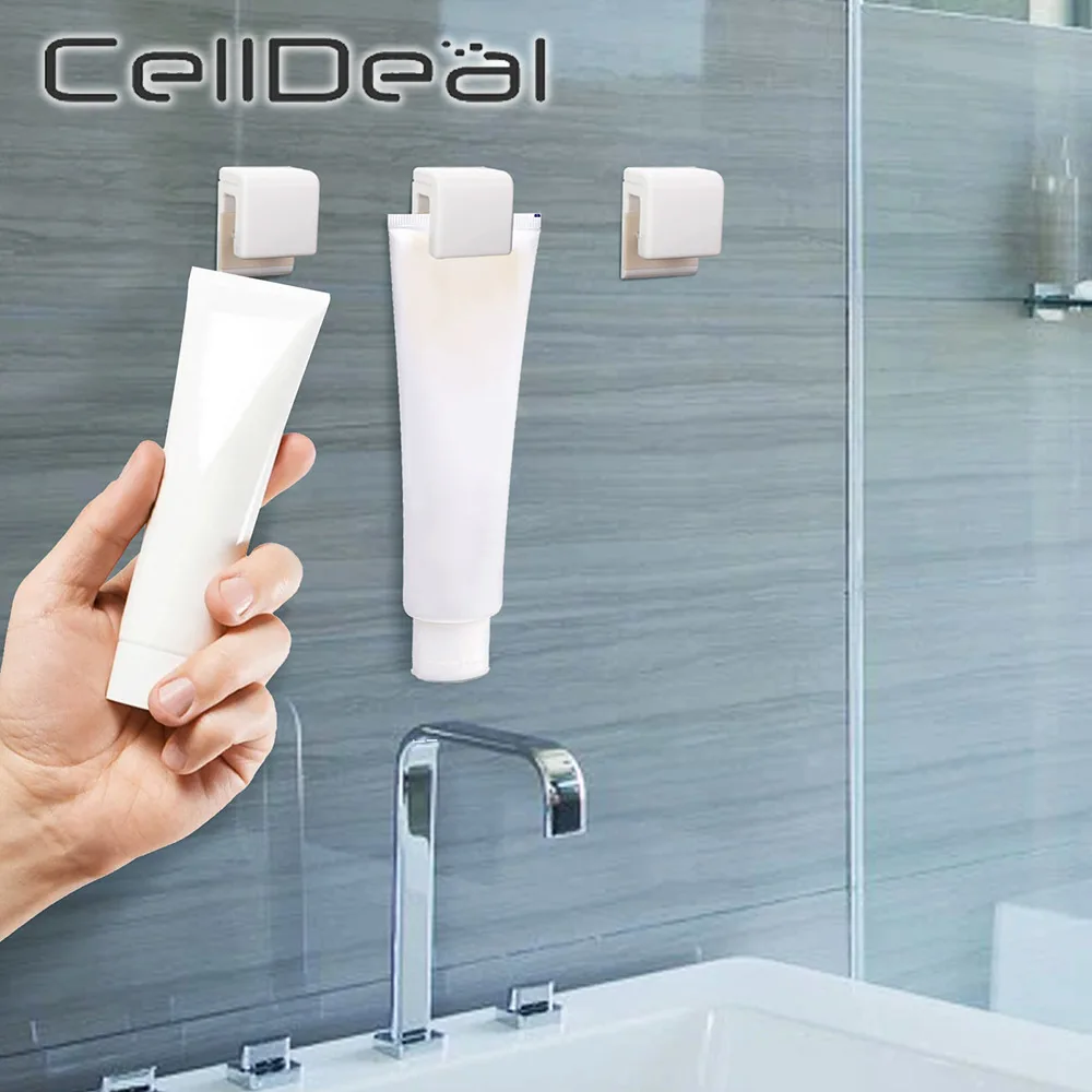 

Toothpaste Rack Punch-Free Wall Mount Storage Rack Facial Cleanser Clip Toothpaste Holder Bathroom Organizer Storage Accessories